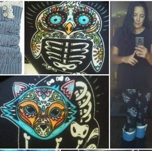 One Size Sugar Skull Animal Print Leggings